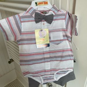 Dress shirt, shorts, and bow tie set 3-6 months
